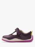 Clarks Kids' Noodle Bright Leather T-Bar Shoes, Berry