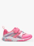 Clarks Kids' Tidal Star Riptape Trainers, Bright Pink