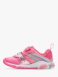 Clarks Kids' Tidal Star Riptape Trainers, Bright Pink