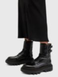 AllSaints Zoe Leather Lace Up Chunky Boots, Black