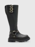 AllSaints Jade Leather Buckle Detail Biker Boots, Black