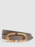 Reiss Bailey Skinny Leather Belt, Taupe