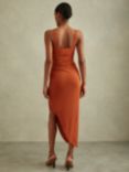Reiss Carla Asymmetric Bodycon Dress, Rust