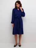 KAFFE Rikke Belted Shirt Dress, Blue/Black