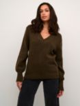 KAFFE Merana V-Neck Jumper, Major Brown Melange