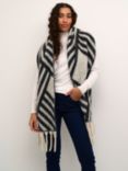 KAFFE Jojo Stripe Scarf, Dark Grey/Light Grey