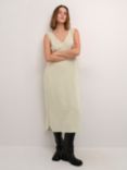 KAFFE Milia Stripe Linen Blend Sleeveless Midi Dress, Chinchilla/Chalk