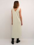 KAFFE Milia Stripe Linen Blend Sleeveless Midi Dress, Chinchilla/Chalk