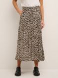 KAFFE Vilia Leopard Print Skirt, Chalk/Sand/Black