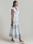 Ghost Lola Cotton Ruffle Maxi Dress, White/Multi