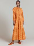 Ghost Camille Metallic Jacquard Maxi Dress, Orange