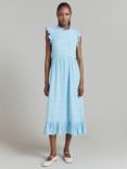 Ghost Monique Frill Linen Blend Dress, Blue