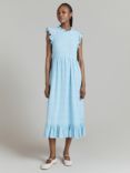 Ghost Monique Frill Linen Blend Dress, Blue