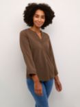 KAFFE Mia V-Neck Top, Chestnut