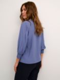 KAFFE Vera V-Neck Top, Blue Indigo