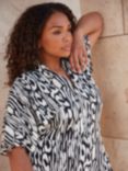 Live Unlimited Curve Leopard V-Neck Midi Dress, Black/White