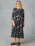 Live Unlimited Curve Mono Floral Midi Dress, Black/White