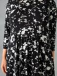 Live Unlimited Curve Mono Floral Midi Dress, Black/White