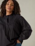 Live Unlimited Curve Cut Work Detail Blouse, Black