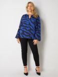 Live Unlimited Curve Abstract Print Blouse, Black/Blue