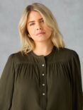 Live Unlimited Curve Nehru Collar Top, Khaki