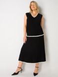 Live Unlimited Curve Contrast Hem Knitted Midi Skirt, Black