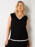 Live Unlimited Curve Contrast Tipped Knitted Top, Black