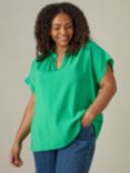 Live Unlimited Curve Nehru Collar Blouse, Green