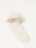 Monsoon Kids' Sparkle Lace Socks, Ivory