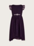 Monsoon Kids' Penelope Belted Dress, Purple