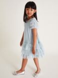 Monsson Kids' Alexandra Ruffle Party Dress, Pale Blue