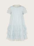 Monsson Kids' Alexandra Ruffle Party Dress, Pale Blue