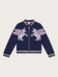 Monsoon Kids' Sequin Unicorn Bomber Jacket, Navy