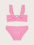 Monsoon Kids' Textured Tie Bow Bikini, Pink