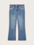 Monsoon Kids' Pearl Trim Denim Pleat Jeans, Blue