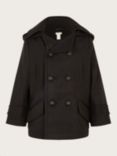 Monsoon Kids' Hooded Pea Coat, Black