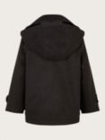 Monsoon Kids' Hooded Pea Coat, Black