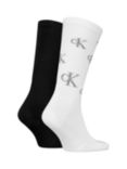 Calvin Klein Ribbed Logo Socks, Pack of 2, Black