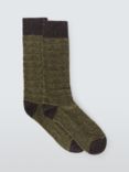 John Lewis Made in Italy Wool Silk Blend Geometric Pattern Boot Socks, Green Multi