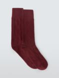 John Lewis Made in Italy Cashmere Blend Cable Textured Socks, Dark Red