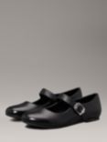 Calvin Klein Kids' Buckle Ballerina Flat School Shoes, Black