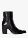 Dune Paxten Leather Western Ankle Boots, Black