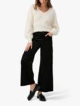 PAIGE Harper Corduroy Wide Leg Cropped Trousers, Black