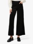 PAIGE Harper Corduroy Wide Leg Cropped Trousers, Black