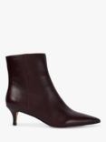 Dune Offer Leather Heeled Pointed Ankle Boots, Dark Red