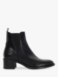 Dune Pouring Leather Block Heel Ankle Boots, Black