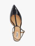 Dune Harler Croc Effect Leather Pointed Ballerina Pumps, Black