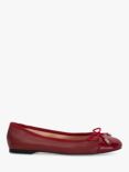 Dune Highest Leather Bow Detail Ballerina Pumps, Dark Red