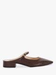 Dune Hints Croc Effect Leather Backless Mules, Brown