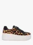 Dune Episode Leather Leopard Detail Flatform Trainers, Brown/Multi